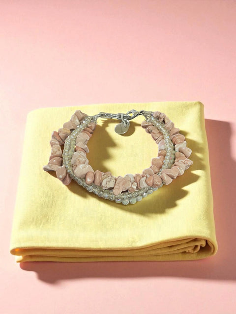Adjustable 7.5 Inch Multi-Strand Gemstone Bracelet – Aquamarine, Rhodonite & Yellow Quartz | Handmade in USA Michelle Marie Boutique  Bracelets