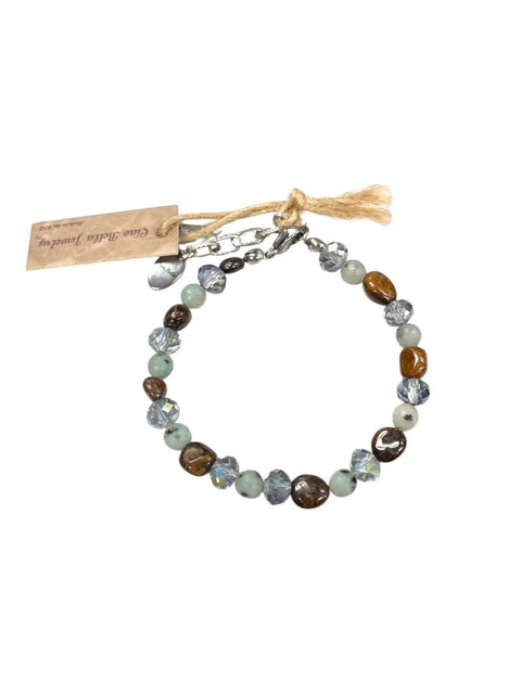 Adjustable 7.5 Inch Natural Stone Bracelet – Bronzite Lotus Jasper Crystal Beads | Made in USA Michelle Marie Boutique  Bracelets