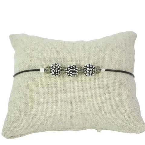 Adjustable 8 Inch Leather Cord Bracelet with Silver Beaded Accents – Handmade Stackable Jewelry | Made in USA Michelle Marie Boutique  Bracelet