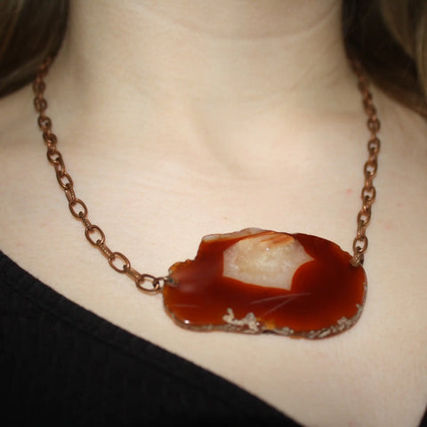 Adjustable Agate Gemstone Pendant Necklace – Genuine Stone Accent Jewelry with Lobster Clasp | Made in USA by Michelle Marie Boutique Michelle Marie Boutique  Necklace