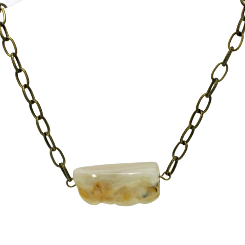 Adjustable Agate Gemstone Pendant Necklace – Genuine Stone Accent Jewelry with Lobster Clasp | Made in USA by Michelle Marie Boutique Michelle Marie Boutique  Necklace