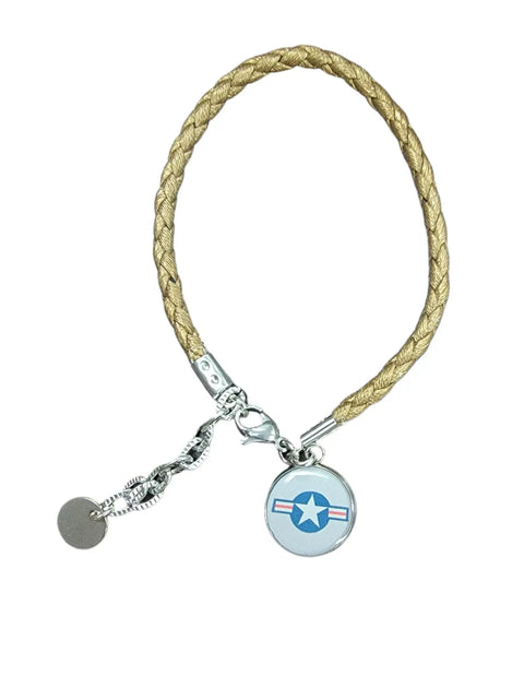 Adjustable Air Force Leather Bracelet – Braided Black, Tan, Brown | Made in USA Patriotic Gift Michelle Marie Boutique  Bracelet