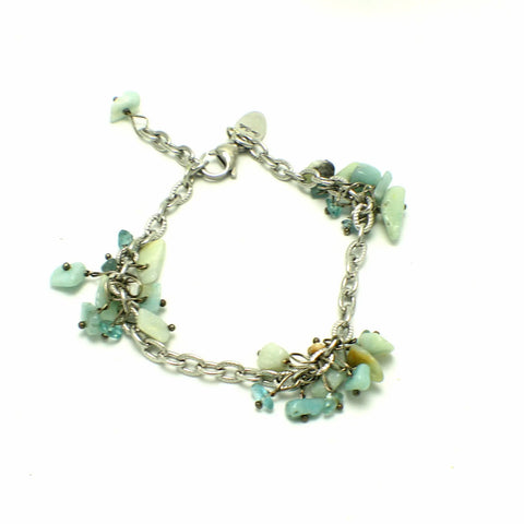 Adjustable Aqua Amazonite Gemstone Chain Bracelet 6.75-8.25 Inch – Silver Plated Accents | Made in USA Michelle Marie Boutique  Bracelet