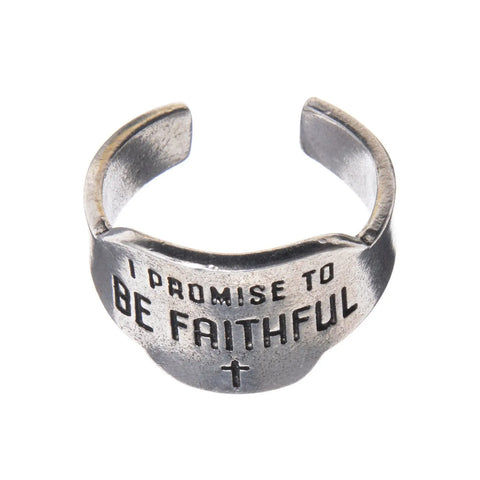 Adjustable Be Faithful Promise Ring – Handcrafted Recycled Pewter Jewelry | Made in USA by Whitney Howard Designs Whitney Howard Designs  promise rings