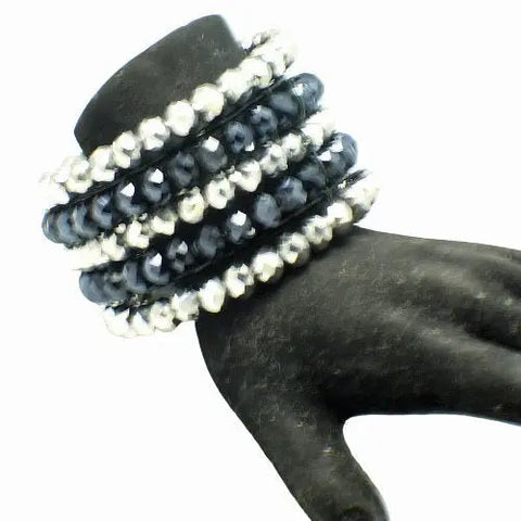 Adjustable Black and Silver Crystal Statement Cuff Bracelet – Bold Sparkling Jewelry Accent | Made in USA Michelle Marie Boutique  Bracelet