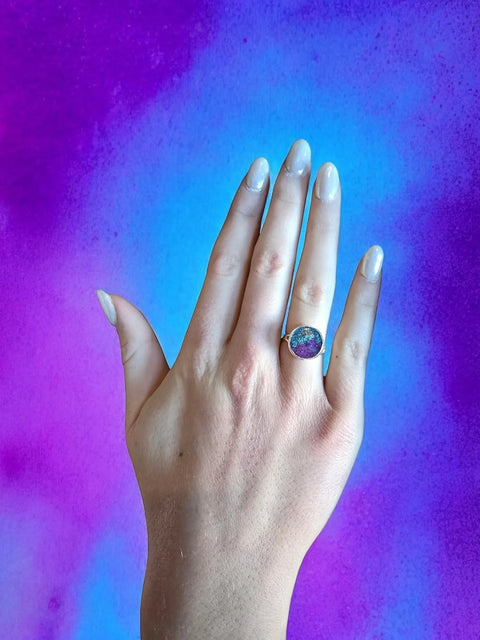 Adjustable Bohemian Resin Alloy Metal Ring – Handmade Artisan Jewelry in Multiple Colors | Made in USA Michelle Marie Boutique  Rings