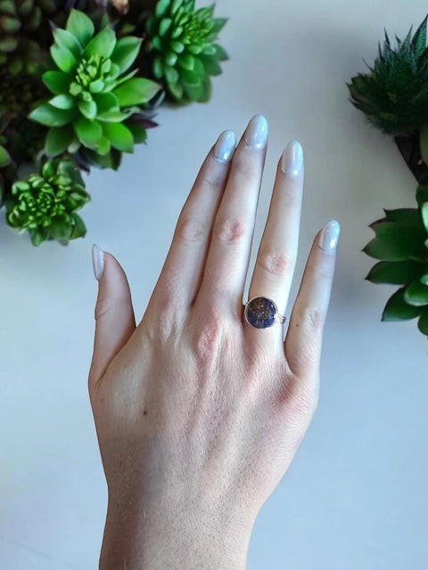 Adjustable Bohemian Resin Alloy Metal Ring – Handmade Artisan Jewelry in Multiple Colors | Made in USA Michelle Marie Boutique  Rings