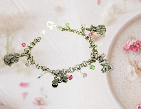 Adjustable Child’s Princess Charm Bracelet Stainless Steel Chain With Swarovski Crystals | Made in USA Michelle Marie Boutique  Bracelet