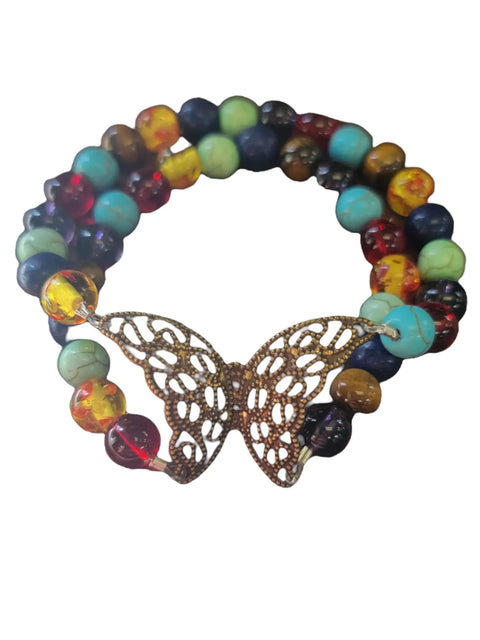Adjustable Colorful Butterfly Chakra Gemstone Bracelet – 7-8 Inch Wrist Fit | Handcrafted Jewelry Michelle Marie Boutique  Bracelets