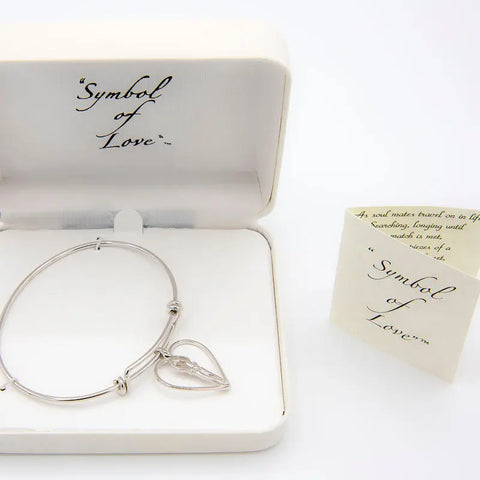 Adjustable Double Heart Bangle Bracelet 7 to 8.5 Inch – .925 Sterling Silver With Cubic Zirconia | Made in USA Symbol of Love Jewelry