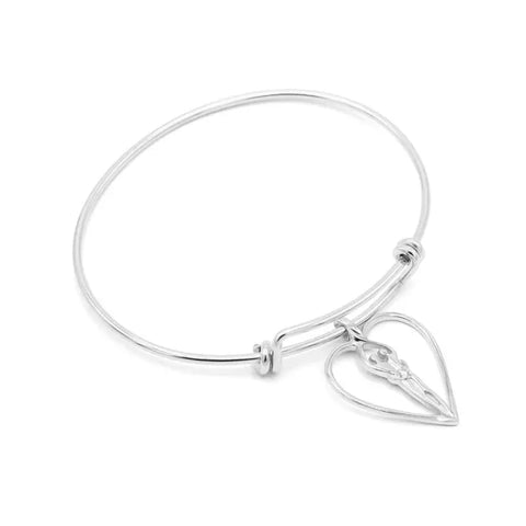 Adjustable Double Heart Bangle Bracelet – 8 to 9.5 Inch – .925 Sterling Silver Charm | Made in USA Symbol of Love Jewelry