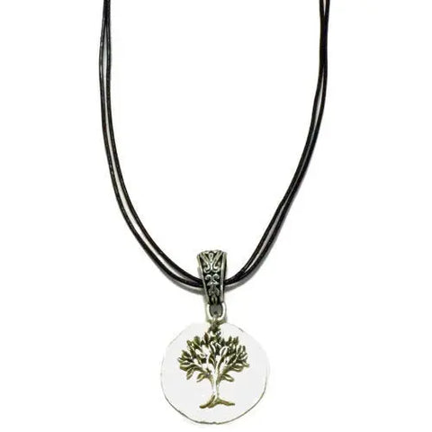 Adjustable Double Leather Cord Necklace – Hammered Pewter Charm Options 16 to 20 Inch | Made in USA Michelle Marie Boutique  Necklace