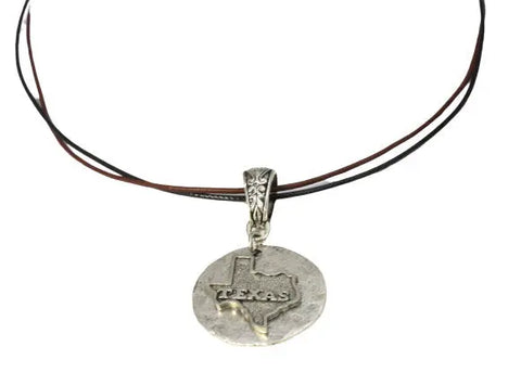 Adjustable Double Leather Cord Necklace – Hammered Pewter Charm Options 16 to 20 Inch | Made in USA Michelle Marie Boutique  Necklace