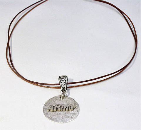Adjustable Double Leather Cord Necklace – Hammered Pewter Charm Options 16 to 20 Inch | Made in USA Michelle Marie Boutique  Necklace