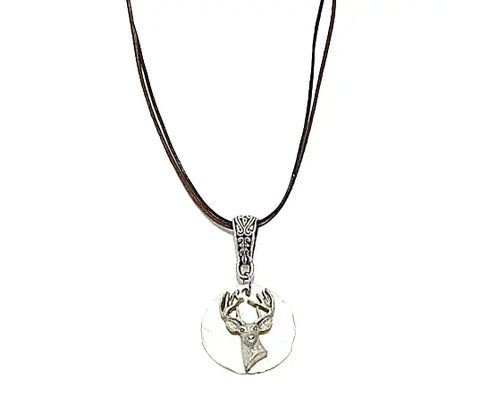Adjustable Double Leather Cord Necklace – Hammered Pewter Charm Options 16 to 20 Inch | Made in USA Michelle Marie Boutique  Necklace