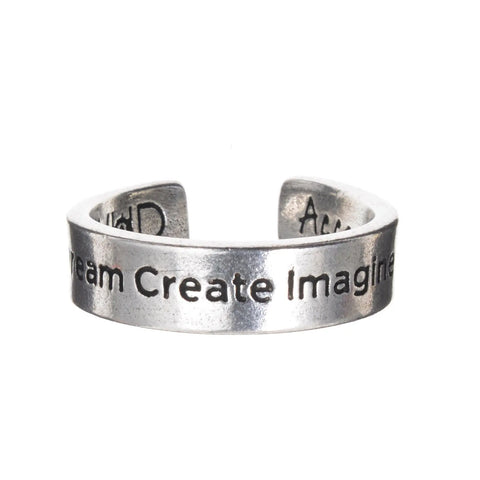 Adjustable Dream Create Imagine Inspirational Cuff Ring – Motivational Jewelry for Creatives | Made in USA Whitney Howard Designs  InspireRings