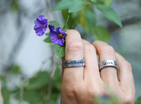 Adjustable Dream Create Imagine Inspirational Cuff Ring – Motivational Jewelry for Creatives | Made in USA Whitney Howard Designs  InspireRings