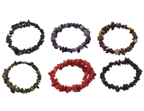 Adjustable Gemstone Chip Bracelets – Stackable Memory Wire Design for All Wrist Sizes | Handmade in USA by Michelle Marie Boutique Michelle Marie Boutique  Bracelet