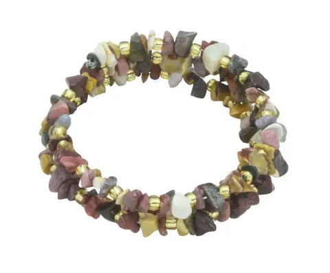 Adjustable Gemstone Chip Bracelets – Stackable Memory Wire Design for All Wrist Sizes | Handmade in USA by Michelle Marie Boutique Michelle Marie Boutique  Bracelet