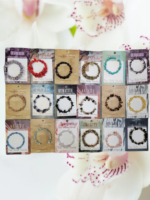 Adjustable Gemstone Chip Bracelets – Stackable Memory Wire Design for All Wrist Sizes | Handmade in USA by Michelle Marie Boutique Michelle Marie Boutique  Bracelet