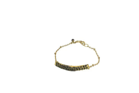 Adjustable Gold Chain Bracelet With Black Crystal Bar – Handcrafted Jewelry Gift | Made in USA Michelle Marie Boutique  Bracelet