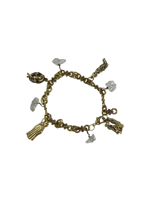 Adjustable Gold Plated Nativity Charm Bracelet With Crystal Quartz – Religious Jewelry Gift | Made In USA Michelle Marie Boutique  Bracelet