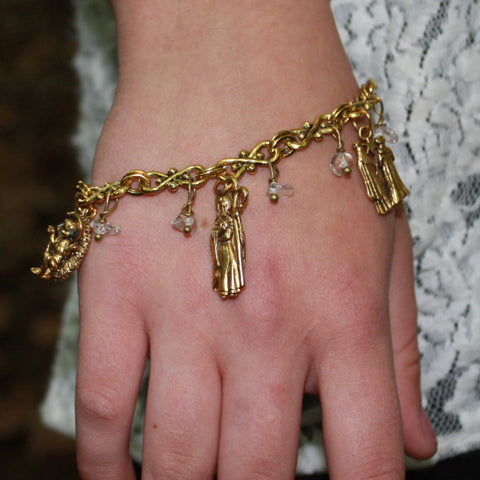 Adjustable Gold Plated Nativity Charm Bracelet With Crystal Quartz – Religious Jewelry Gift | Made In USA Michelle Marie Boutique  Bracelet
