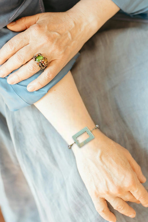 Adjustable Handmade Green Aqua Terra Jasper Bracelet – Mixed Gemstone Jewelry | Made in USA Michelle Marie Boutique  Bracelets