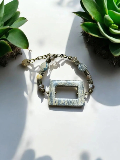 Adjustable Handmade Green Aqua Terra Jasper Bracelet – Mixed Gemstone Jewelry | Made in USA Michelle Marie Boutique  Bracelets