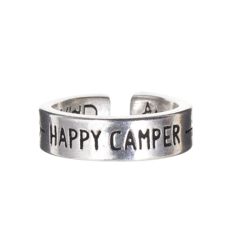 Adjustable Happy Camper Inspirational Cuff Ring – Outdoor Adventure Jewelry | Made in USA by Whitney Howard Designs Whitney Howard Designs  InspireRings
