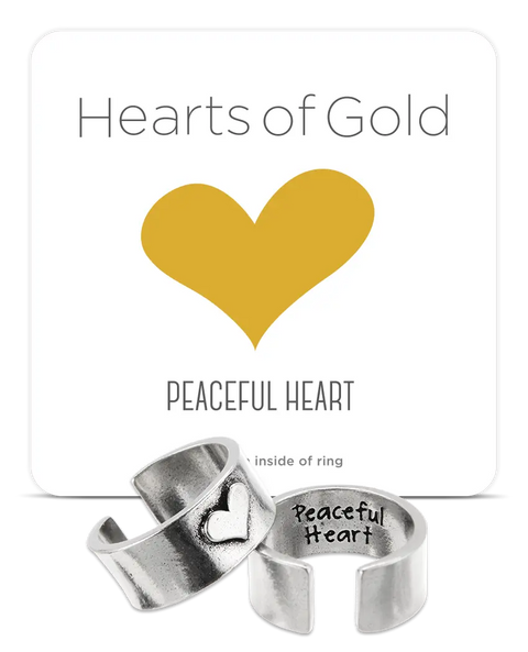 Adjustable Hearts of Gold Peaceful Heart Ring – Recycled Pewter Eco-Friendly Jewelry | Made in USA Whitney Howard Designs  HOG Ring