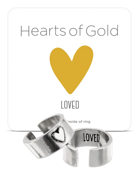 Adjustable Hearts of Gold Pewter Ring – Recycled Lead-Free Band with Heart Emblem | Made in USA Whitney Howard Designs  HOG Ring