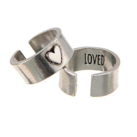 Adjustable Hearts of Gold Pewter Ring – Recycled Lead-Free Band with Heart Emblem | Made in USA Whitney Howard Designs  HOG Ring