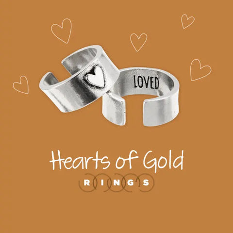 Adjustable Hearts of Gold Pewter Ring – Recycled Lead-Free Band with Heart Emblem | Made in USA Whitney Howard Designs  HOG Ring