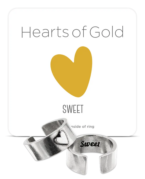 Adjustable Hearts of Gold Pewter Ring – Sustainable Sweet Band by Whitney Howard | Made in USA Whitney Howard Designs  HOG Ring