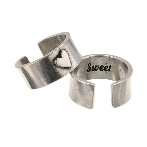 Adjustable Hearts of Gold Pewter Ring – Sustainable Sweet Band by Whitney Howard | Made in USA Whitney Howard Designs  HOG Ring