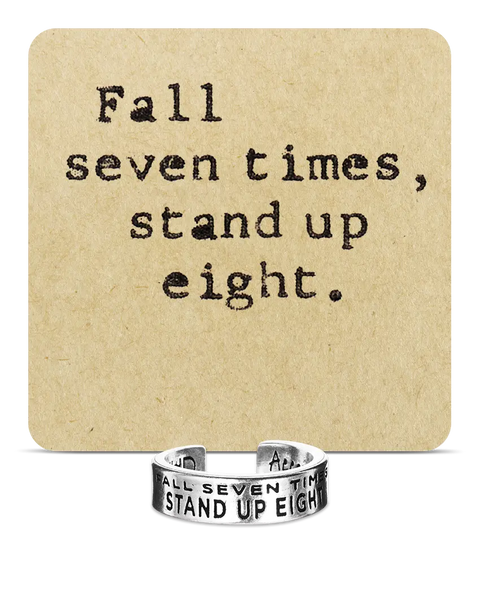 Adjustable Inspirational Cuff Ring – Fall Seven Times, Stand Up Eight Quotation | Made in USA Whitney Howard Designs  InspireRings