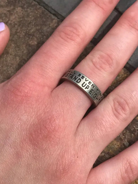 Adjustable Inspirational Cuff Ring – Fall Seven Times, Stand Up Eight Quotation | Made in USA Whitney Howard Designs  InspireRings