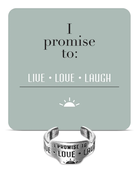 Adjustable Live Love Laugh Inspirational Pewter Promise Ring – Handcrafted Jewelry by Whitney Howard Designs | Made in USA Whitney Howard Designs  promise rings