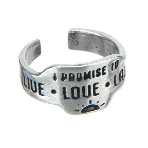 Adjustable Live Love Laugh Inspirational Pewter Promise Ring – Handcrafted Jewelry by Whitney Howard Designs | Made in USA Whitney Howard Designs  promise rings