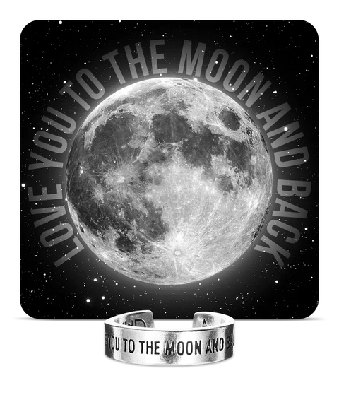 Adjustable Love You to the Moon and Back Inspirational Cuff Ring – Handcrafted Jewelry Accessory | Made in USA Whitney Howard Designs  InspireRings