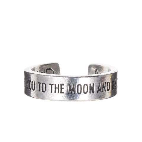 Adjustable Love You to the Moon and Back Inspirational Cuff Ring – Handcrafted Jewelry Accessory | Made in USA Whitney Howard Designs  InspireRings