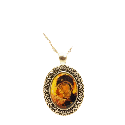 Adjustable Madonna And Child Pendant Necklace – Religious Art Jewelry For New Mothers | Made In USA Michelle Marie Boutique  Necklace