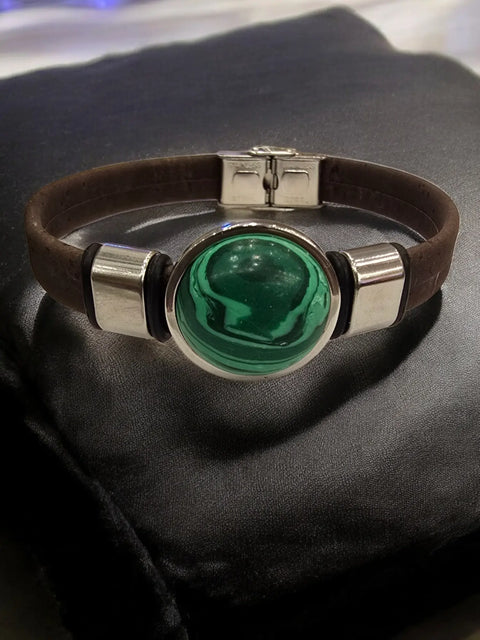 Adjustable Malachite Stone Cork Bracelet – Handmade Sustainable Jewelry | Made in USA Michelle Marie Boutique  Bracelets