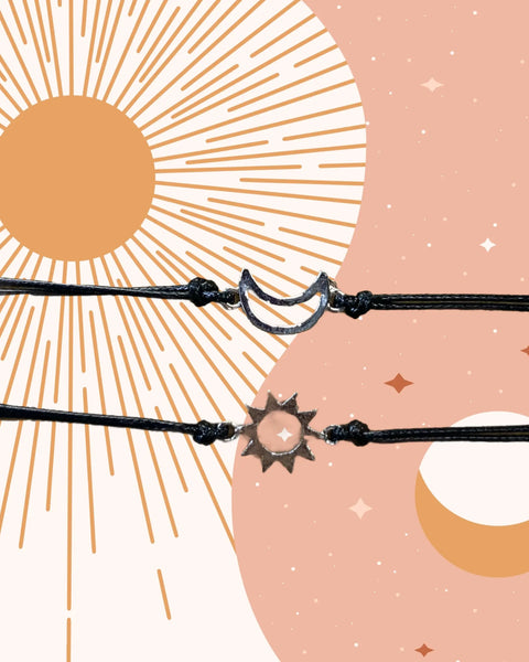 Adjustable Moon and Sun Charm Friendship Bracelets – 10mm Cosmic Symbol Jewelry | Made in USA by Michelle Marie Boutique Michelle Marie Boutique  Bracelet