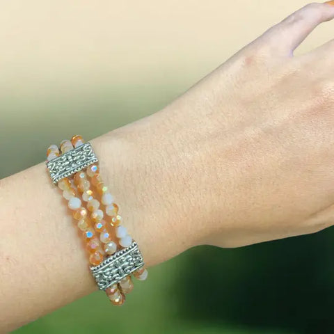 Adjustable Multi-Strand Orange Crystal Bracelet 7-8 Inch Wrist – Boho Style Jewelry | Made in USA Michelle Marie Boutique  Bracelet