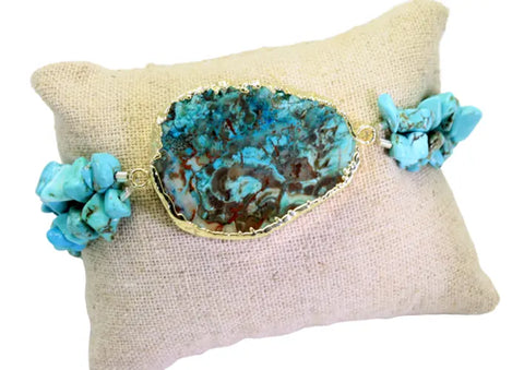 Adjustable Ocean Jasper and Turquoise Stone Bracelet 7 to 8.25 Inch – Healing Gem Jewelry | Made in USA Michelle Marie Boutique  Bracelet