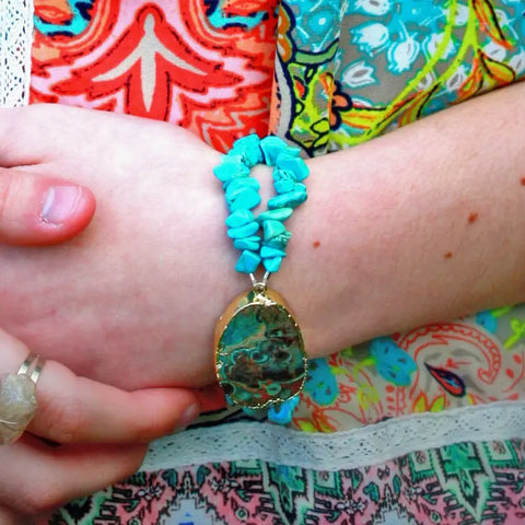 Adjustable Ocean Jasper and Turquoise Stone Bracelet 7 to 8.25 Inch – Healing Gem Jewelry | Made in USA Michelle Marie Boutique  Bracelet