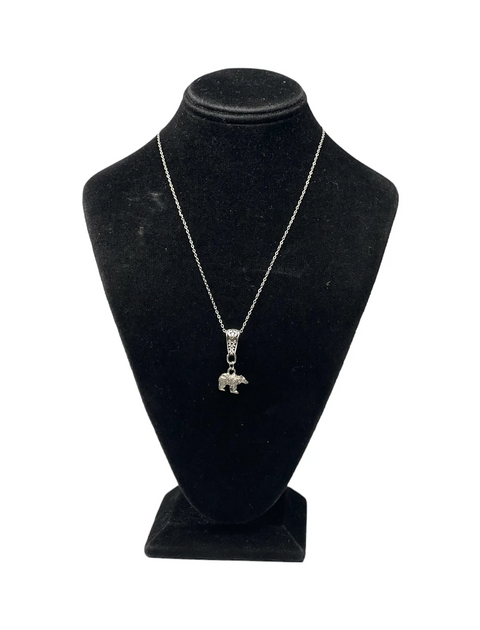 Adjustable Pewter Bear Charm Necklace – Nature-Inspired Jewelry Gift | Made in USA Michelle Marie Boutique  Necklace