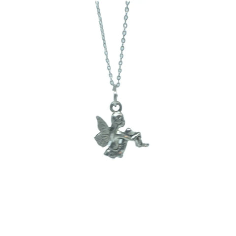 Adjustable Pewter Fairy Pendant Necklace – 16 Inch Stainless Steel Chain with Extender | Made in USA Gift Jewelry Michelle Marie Boutique  Necklace